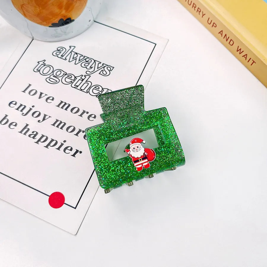 Christmas Acrylic Sparkle Hair Accessories Small Shark Tail Clip Half Updo Hair Clip Festive Cute Female Style Winter Universal