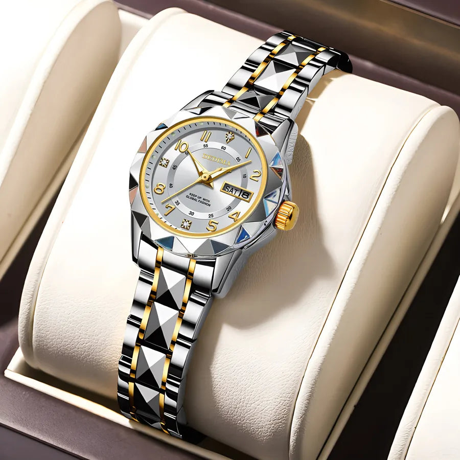 Simple Style Classic Style Color Block Solid Color Butterfly Double Snap Quartz Women's Watches
