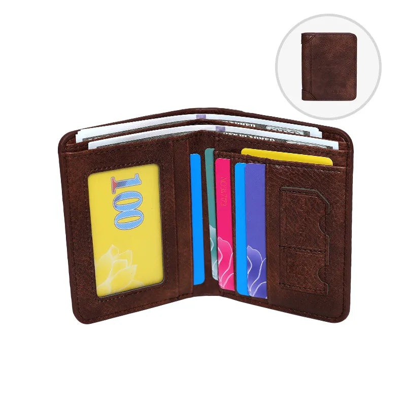 Men's Solid Color Pu Leather Folding Small Wallets