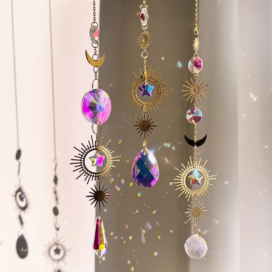 Romantic Star Moon Crystal Metal Dreamcatcher Wall Art