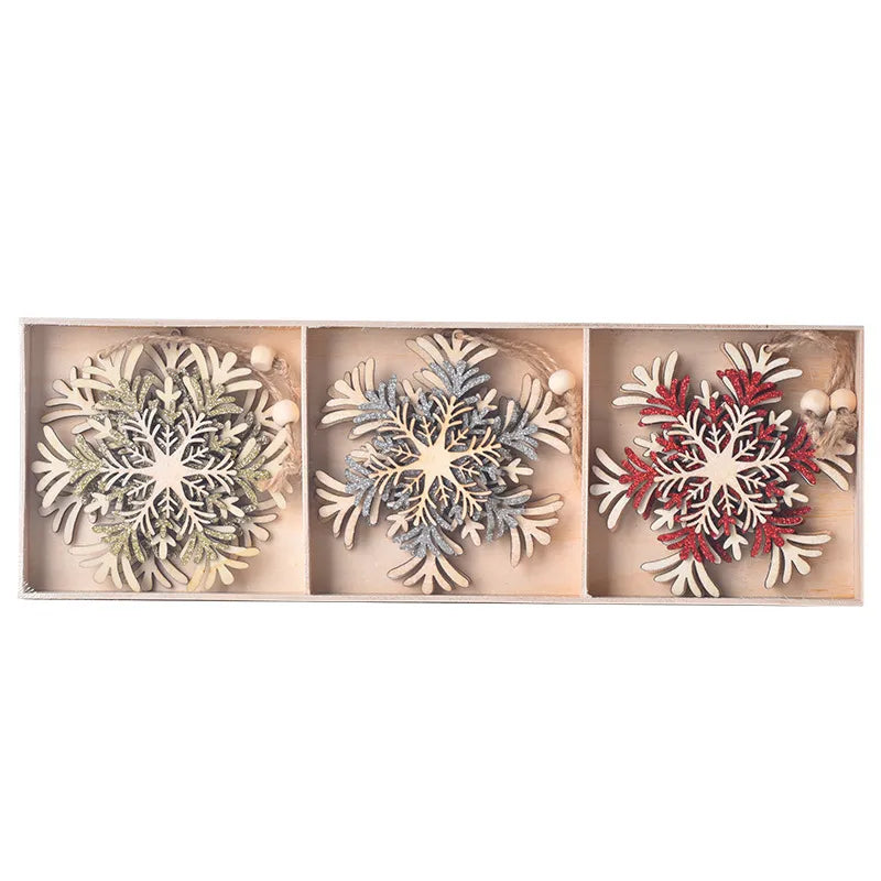 Christmas Cute Snowflake Wood Party Festival Hanging Ornaments