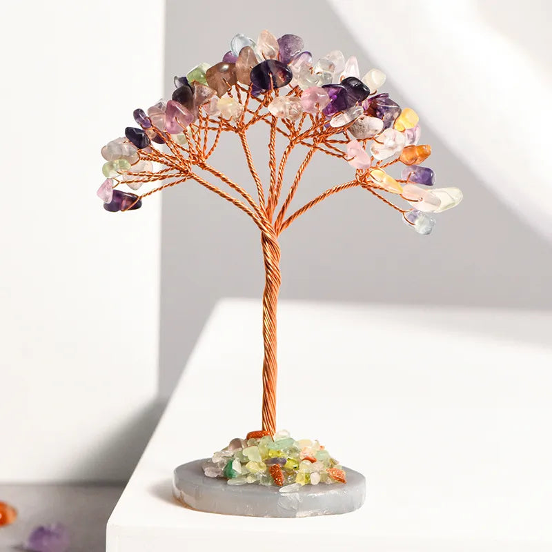Classical Simple Style Tree Crystal Agate copper wire Ornaments Artificial Decorations