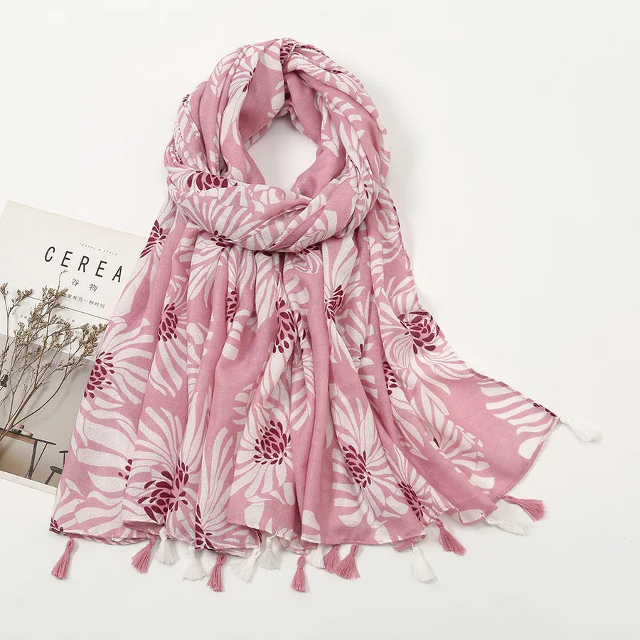 Women's Sweet Color Block Polyester Printing Scarf