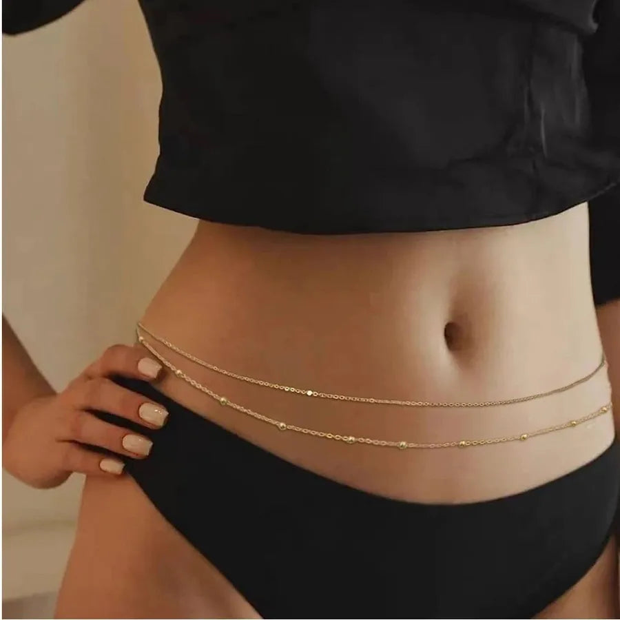 jewelry fashion round bead chain double-layer women's waist chain metal chain body chain belly chain waist decoration