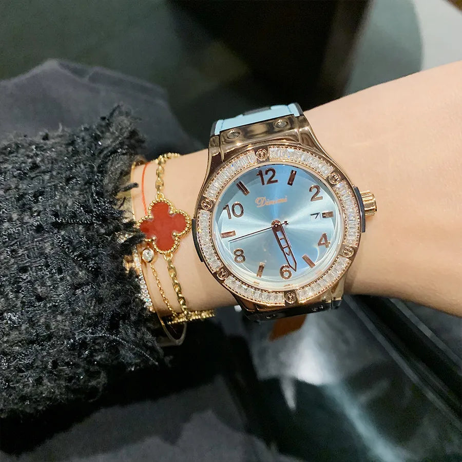 Elegant Solid Color Jewelry Buckle Quartz Watch Women's Watches