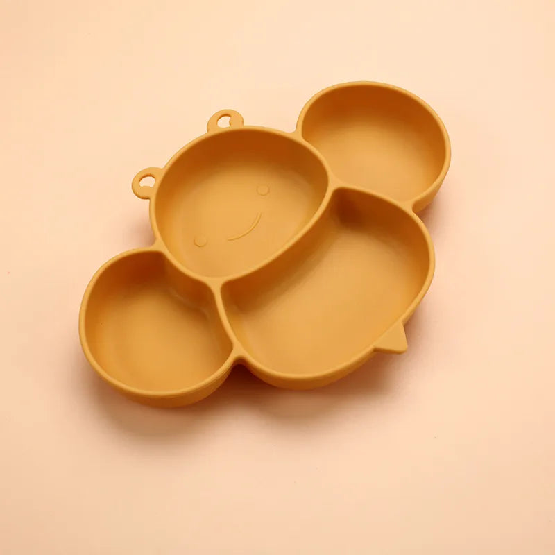 Little Bee cartoon tableware food grade silicone children's plate children's eating bowl baby water Cup Bowl Spoon suit