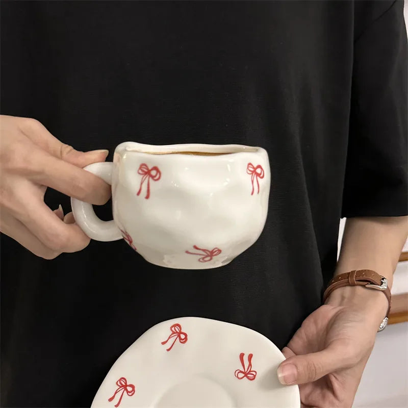 Cute Heart Shape Flower Bow Knot ceramics Water Bottles 1 Piece