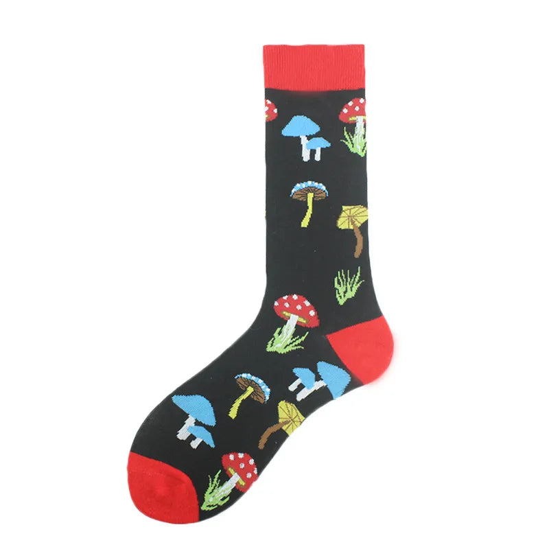 men's fashion cartoon nylon cotton printing crew socks a pair