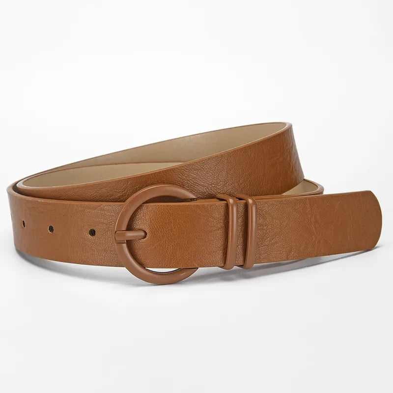 Simple Style Solid Color Imitation Leather Alloy Unisex Leather Belts
