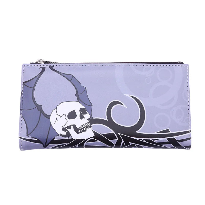 unisex skull pvc zipper buckle wallets