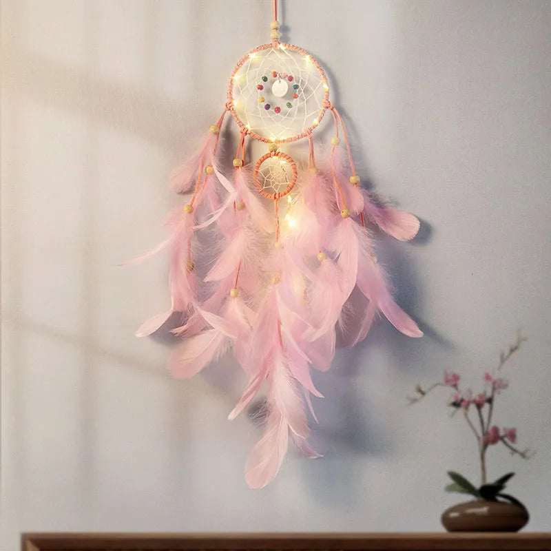 Simple Style Solid Color Wooden beads Feather Iron Dreamcatcher Wall Art