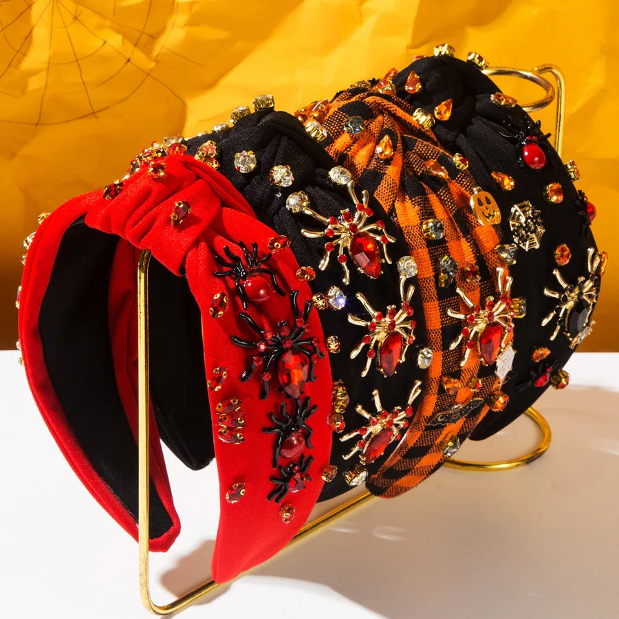 New Halloween Spider Wide Edge Hairband Women's Exaggerated Accessory Diamond Embedded Fashionable Festival Headband