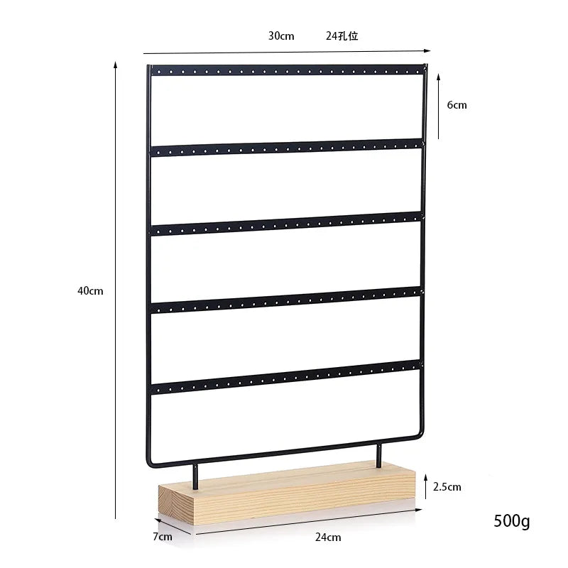 Simple Style Solid Color solid wood Iron Jewelry Display Jewelry Rack