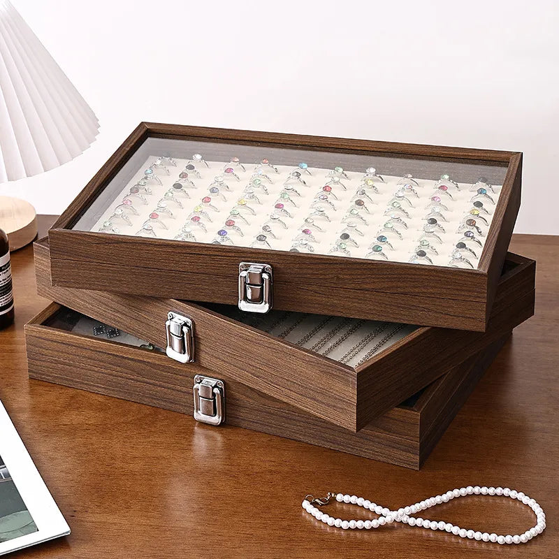 Walnut Color Luxury Covered Jewelry Box Ring Bracelet Earring Necklace Storage Box Dustproof Moistureproof Special Purpose