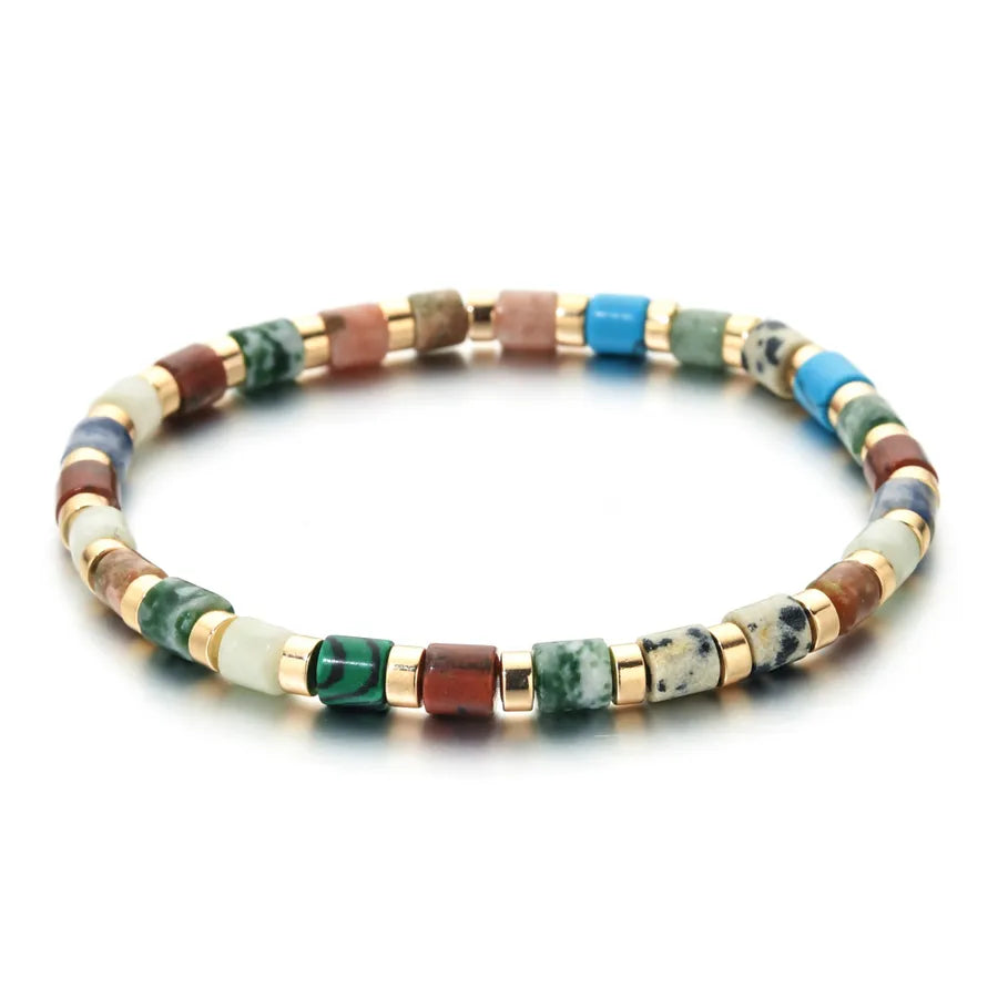Ethnic Style Geometric natural stone Agate Beaded Chain Bracelets In Bulk