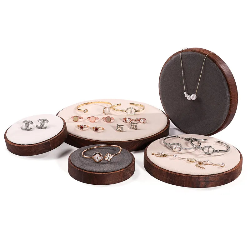 Walnut Round Bracelet Display Stand Chain Bracelet Tray Jewelry Accessory Show Props Solid Wood Hand Chain Display Plate