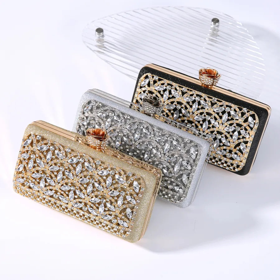 Rhinestone Polyester Geometric Diamond Square Evening Bags