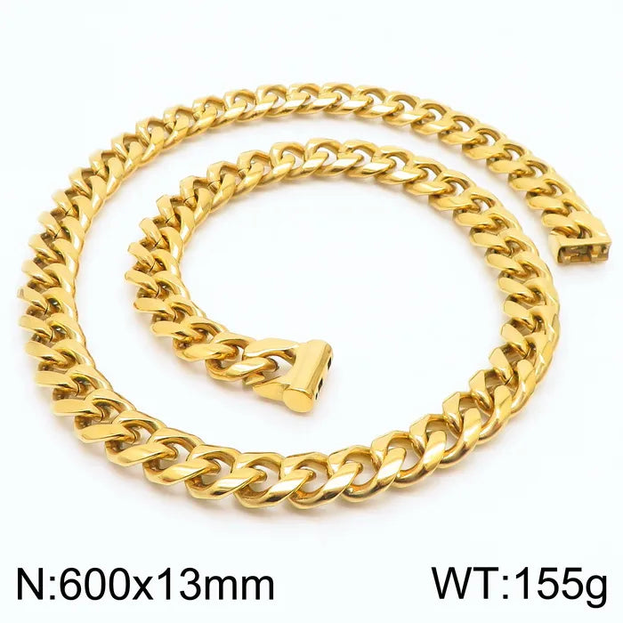 Stainless Steel 18K Gold Plated Hip-Hop Plating Solid Color Necklace