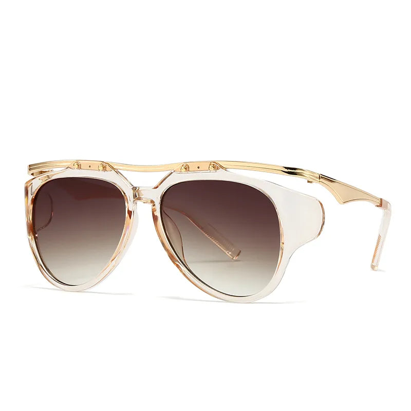 Modern Style Solid Color Pc Special-Shaped Mirror Full Frame Men's Sunglasses