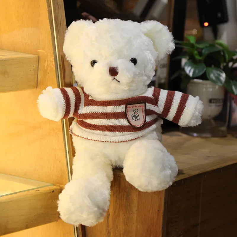 Wholesale sweater bear doll large pillow cute dressing teddy bear doll birthday gift girl plush toy