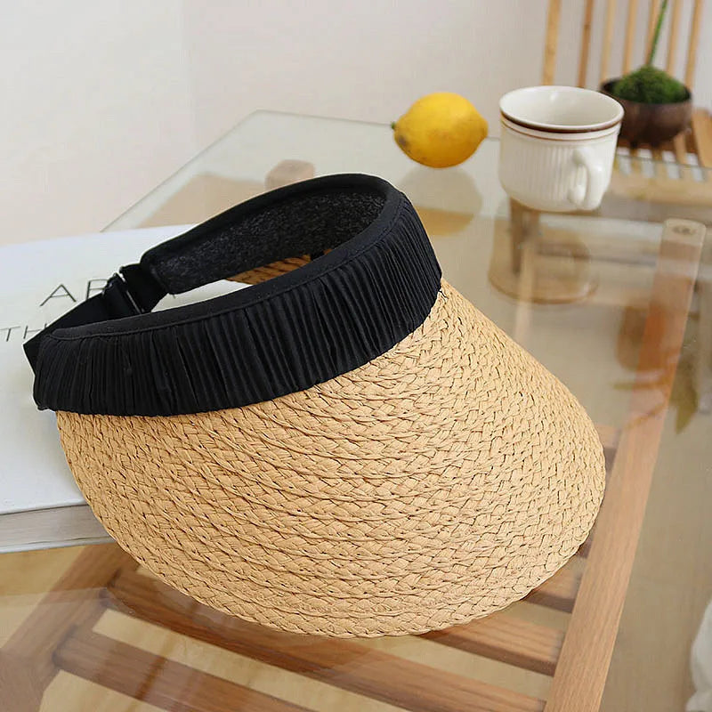women's vacation solid color big eaves sun hat