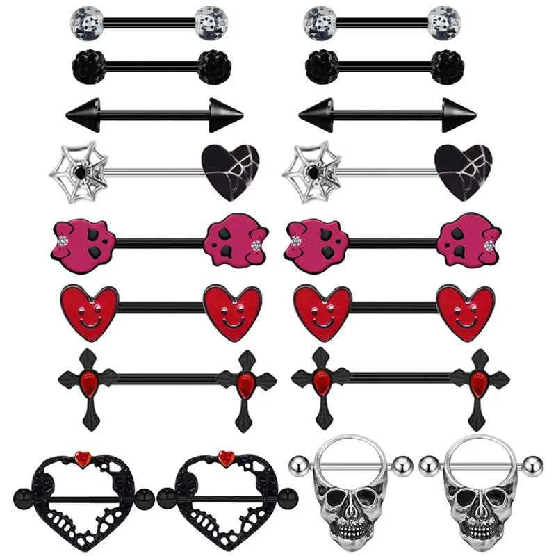 1 Piece Nipple Rings & Studs Hip-Hop Sexy Punk Heart Shape Smiley Face 316 Stainless Steel  Arylic Alloy Epoxy Plating Inlay Acrylic Rhinestones White Gold Plated nipple ring Nipple Rings & Studs