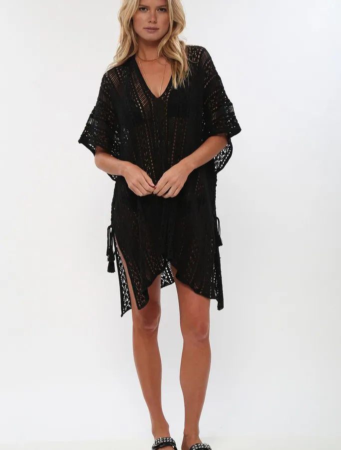women's vacation solid color hollow out cover ups