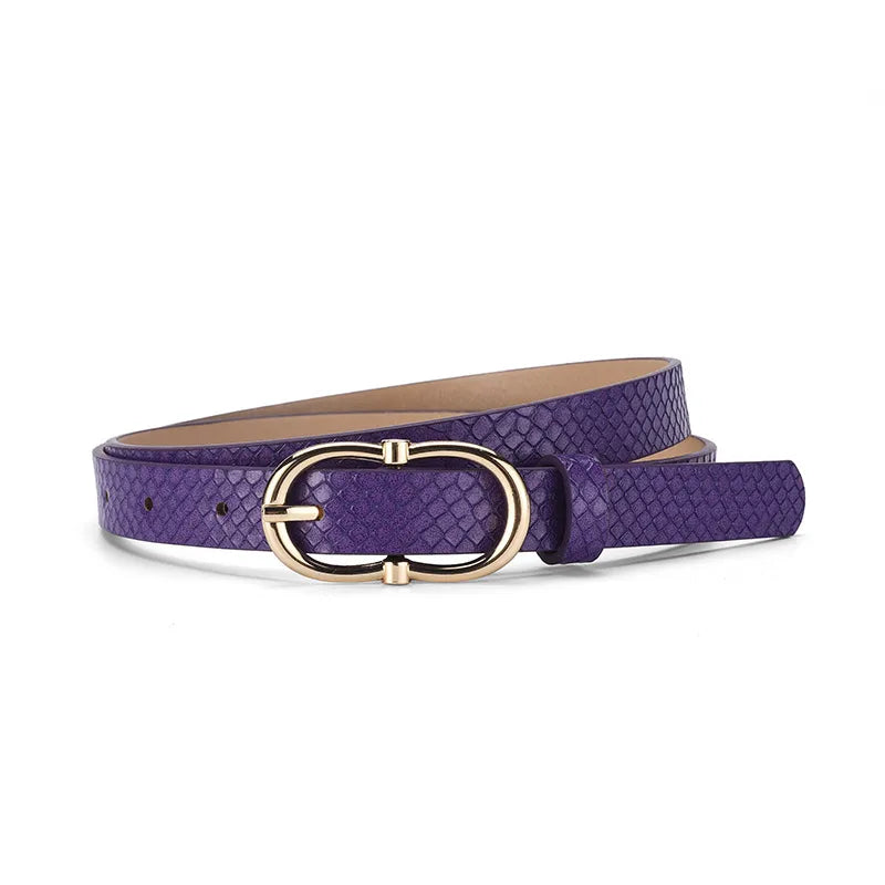 Cool Style Snakeskin Pu Leather Alloy Women's Leather Belts