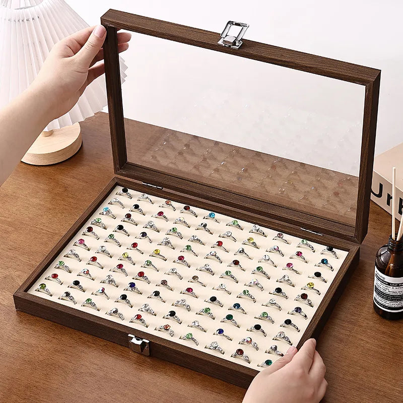 Walnut Color Luxury Covered Jewelry Box Ring Bracelet Earring Necklace Storage Box Dustproof Moistureproof Special Purpose