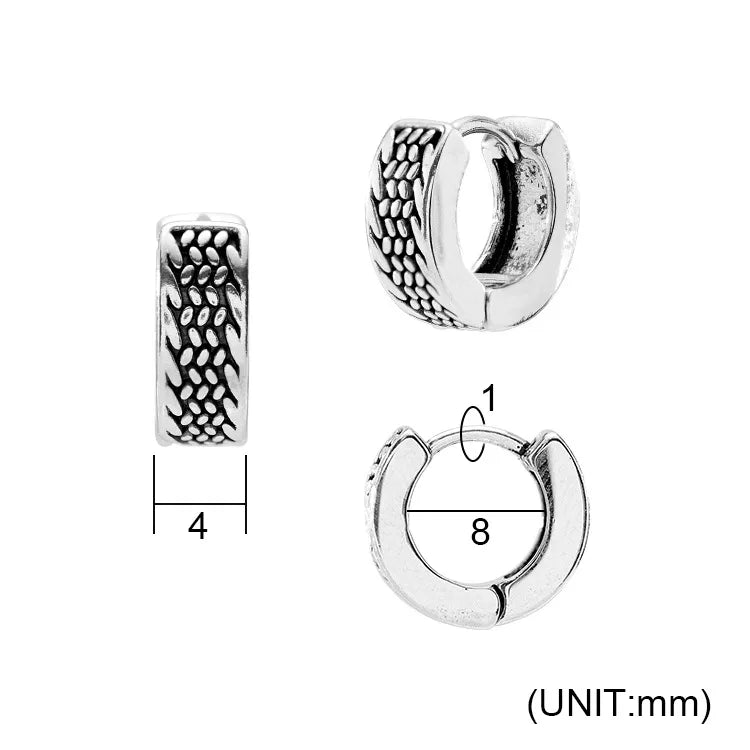 1 Piece Retro Punk Geometric 316 Stainless Steel  Hoop Earrings