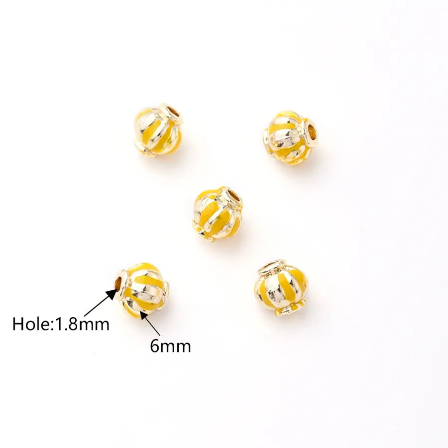 5 PCS/Package Diameter 6 mm Hole 1~1.9mm Alloy Gold Plated Pumpkin Polished Jewelry Accessories
