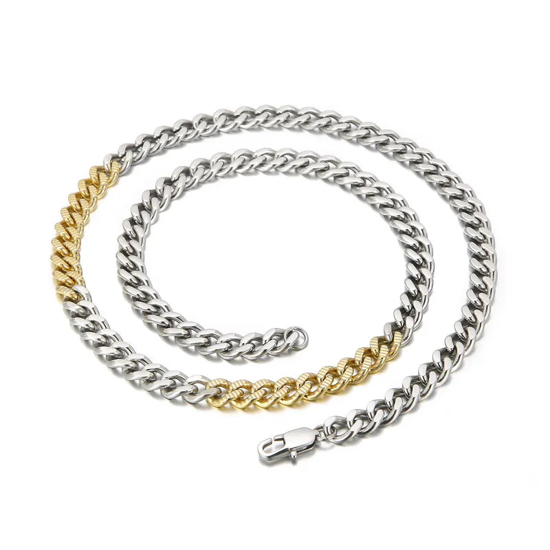 Wholesale Jewelry Hip-Hop Commute Solid Color Titanium Steel Plating Bracelets Necklace Cuban Link Chain Curb Chain