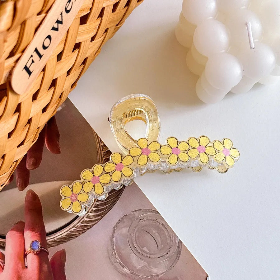 Large Dopaamine Flower Hair Clip Women's Stylish Acrylic Hair Accessories Versatile Shark Clamp Multi-Functional Hair Grips