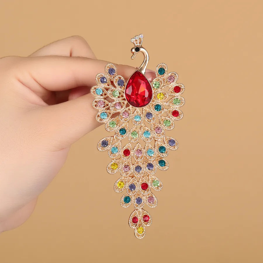 Elegant Vintage Peacock Brooch Pin High End Personality Style Rhinestone Anti-Light Clothing Accessories Phoenix Retro Brooch