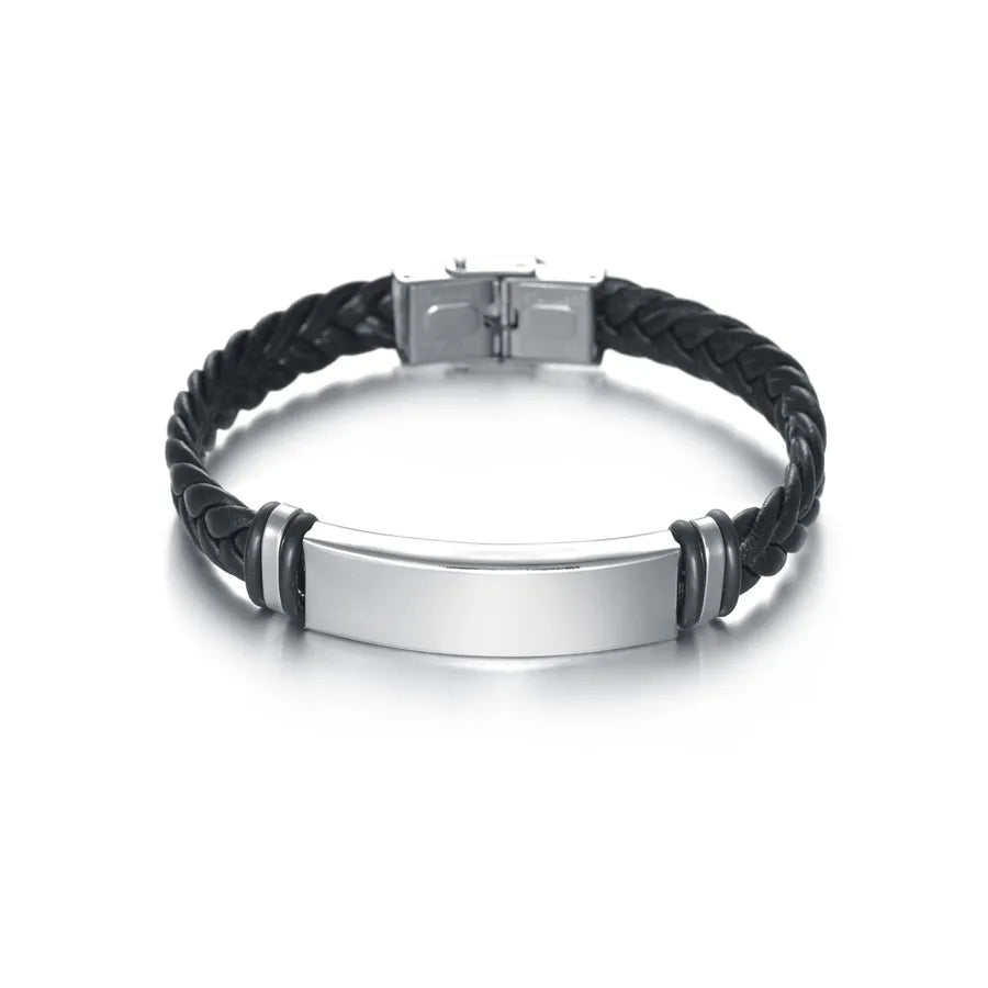 Streetwear Solid Color 201 Stainless Steel Plating Black Plated Men'S Bangle