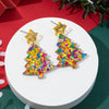 Fashionable Christmas Tree Snowflake Earrings Women's Stylish Christmas Theme Geometric Pattern Asymmetric Handmade Acrylic Jewelry