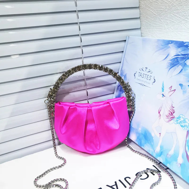 nylon solid color dumpling shape evening bags