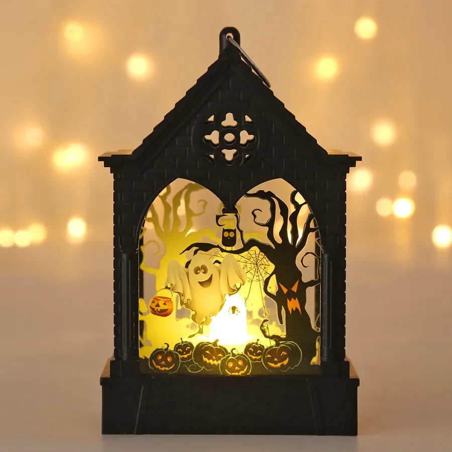 Halloween Decoration LED Lantern Electric Candle Lamp Holiday Atmosphere Decoration Table Decorations Plastic Glass Material