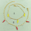 Wholesale Jewelry Cute Pastoral Simple Style chili 304 Stainless Steel Acrylic Zircon 18K Gold Plated Plating Inlay Anklet