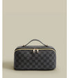 classic style plaid pu leather polyester square makeup bags
