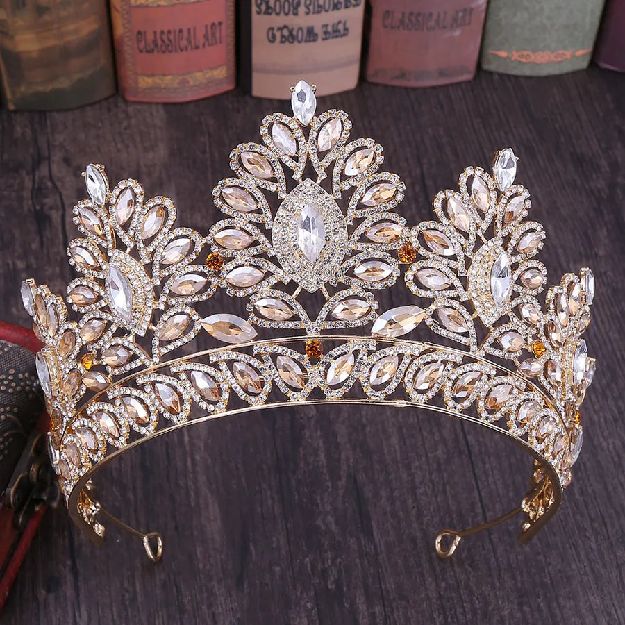 fashion oval crown alloy hollow out inlay rhinestones crown 1 piece