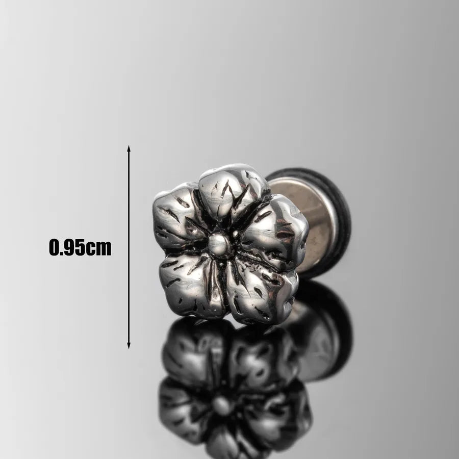 1 Piece Hip-Hop Vintage Style Cool Style Star Flower 316 Stainless Steel  Earrings
