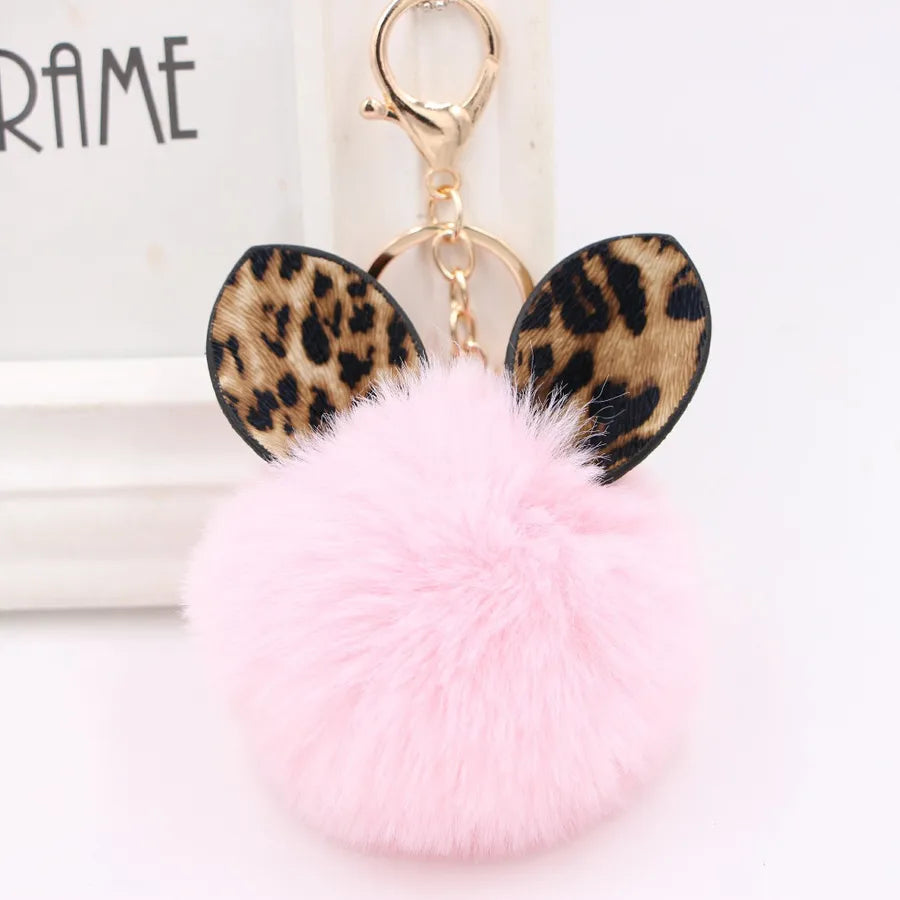 1 piece retro ear leopard simulation wool plating bag pendant keychain