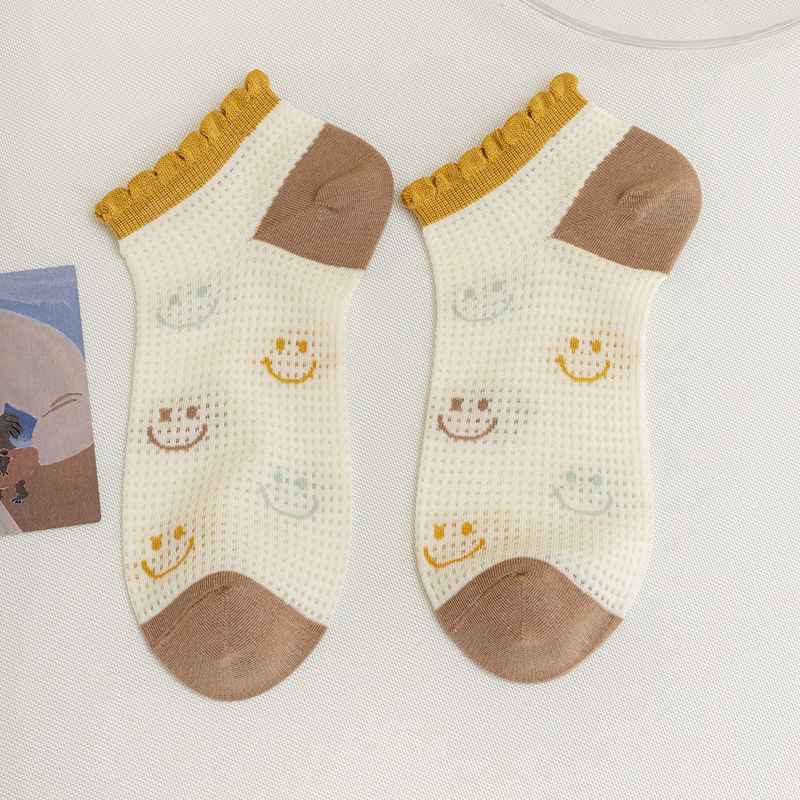 women's casual cartoon bamboo fiber hollow out ankle socks a pair