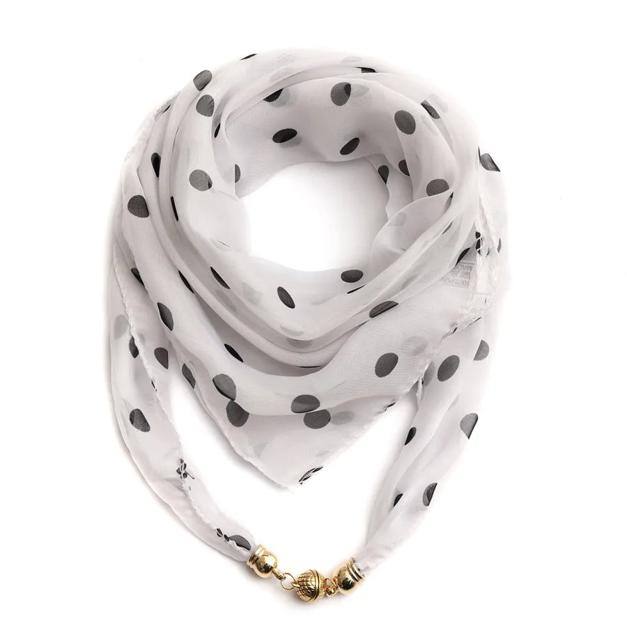Women's Classic Style Splicing Polka Dots Flower Polyester Printing Silk Scarf