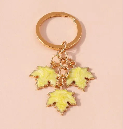 IG Style Ginkgo Leaf Alloy Enamel Bag Pendant Keychain