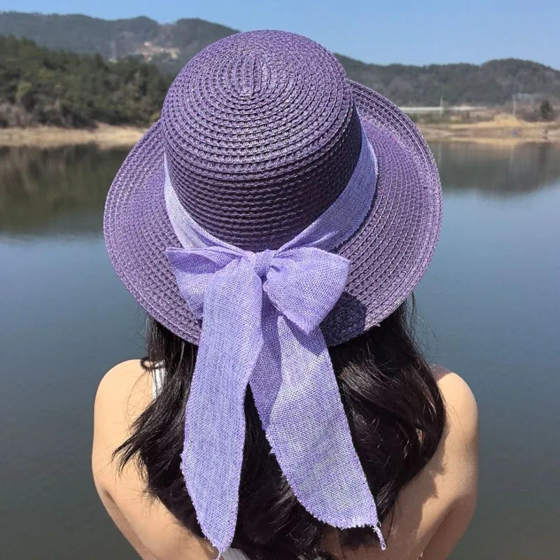 Women's Elegant Basic Solid Color Big Eaves Straw Hat