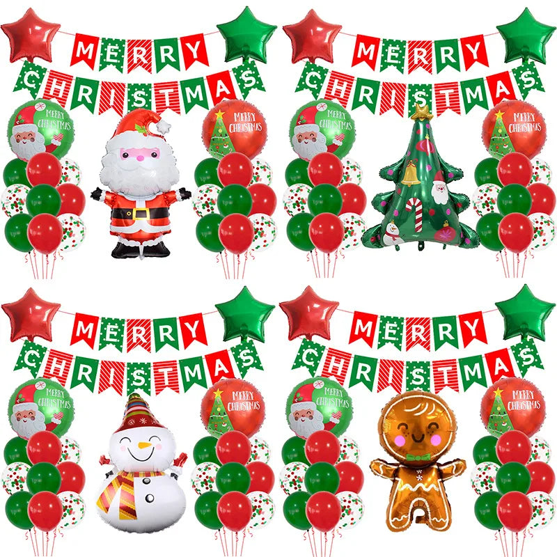 Christmas Nordic Style Modern Style Santa Claus Gingerbread Snowman Aluminum Film Party Festival Balloons