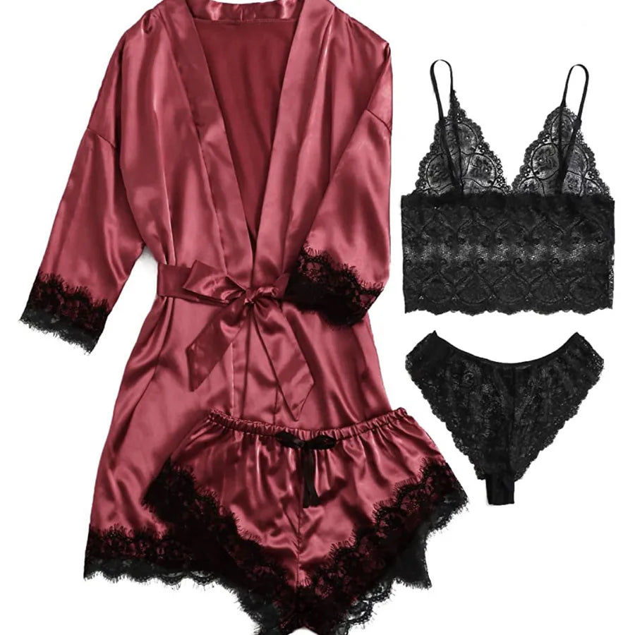 women's sexy solid color polyester lace skirt sets