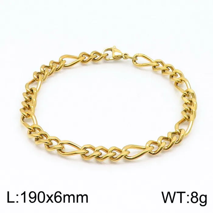 Simple Style Solid Color Stainless Steel Plating 18K Gold Plated Men's Bracelets
